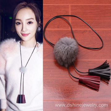 Fashion Chokers Fluffy POM POM Mink Fur Ball Tassel Necklace